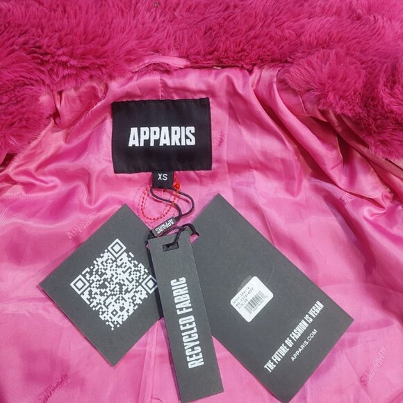 💥SHOWSTOPPER!💥APPARIS CHUNKY PLUCHE FUF OVERSIZED COAT IN MAGENTA PINK - Picture 13 of 14